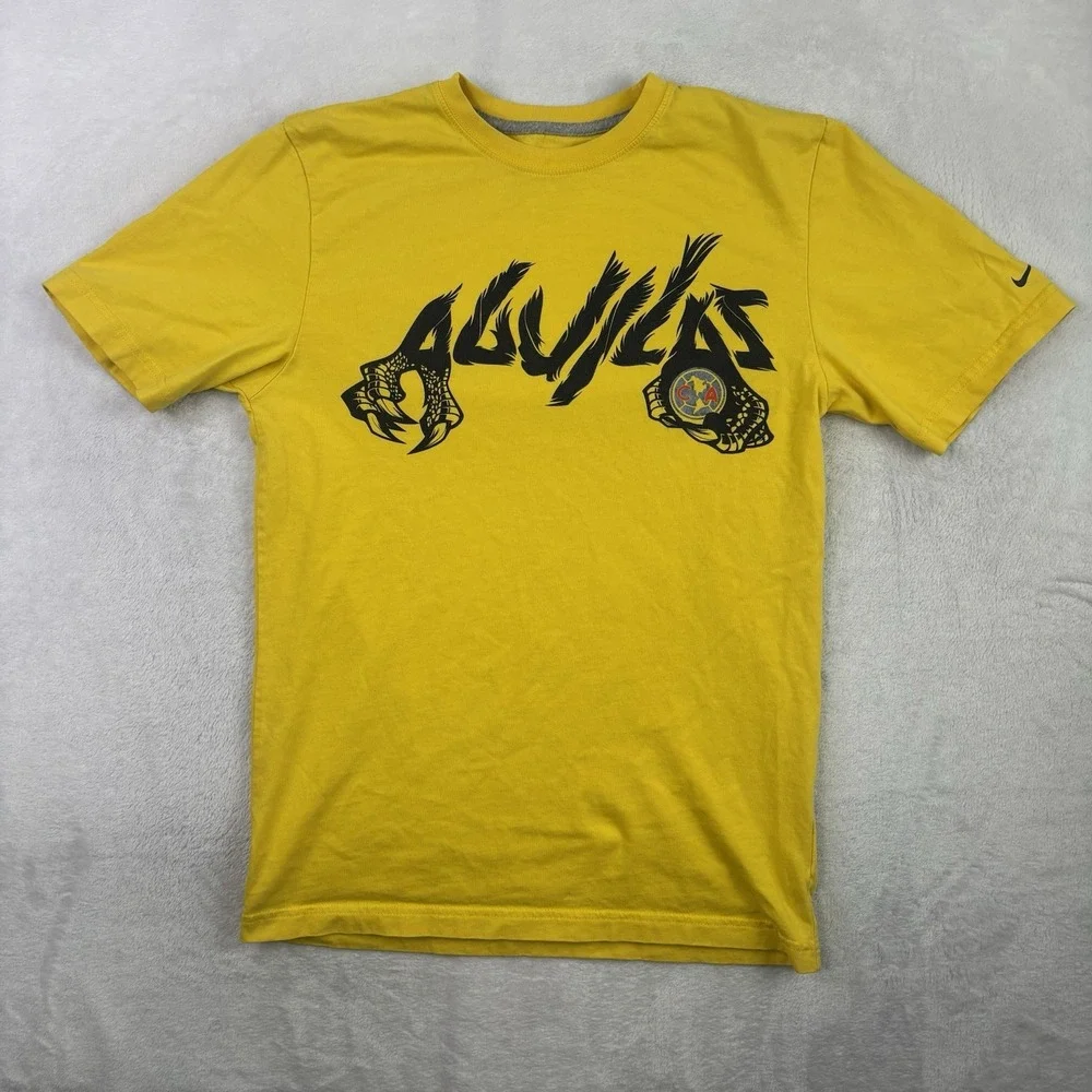 Nike Aguilas Cibaenas Baseball Yellow Short Sleeve Graphic Shirt Men's Small
